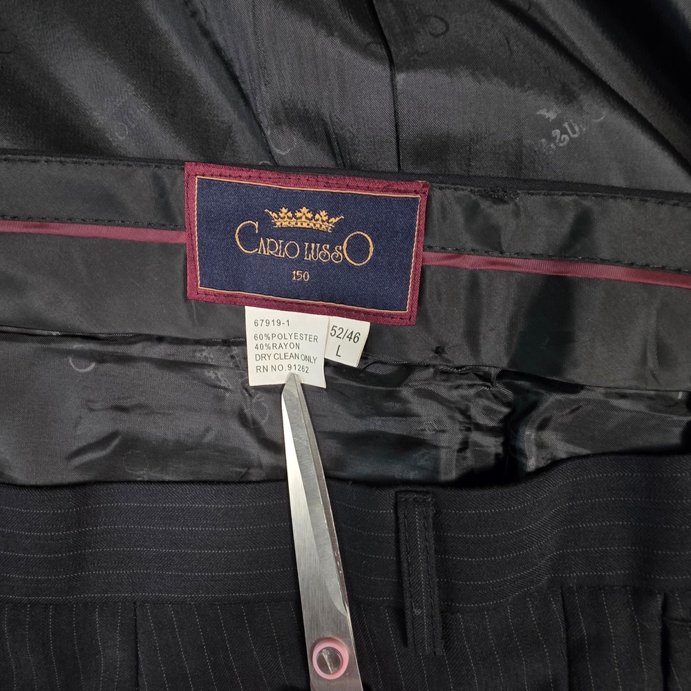 Carlo Lusso Suit Mens 52L Charcoal Grey Pinstripe 2-Piece Formal Set Big & Tall - Picture 3 of 16